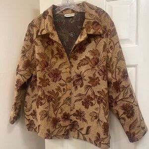 Vintage 1980s robyne faune brown floral print corduroy jacket. Size M/L